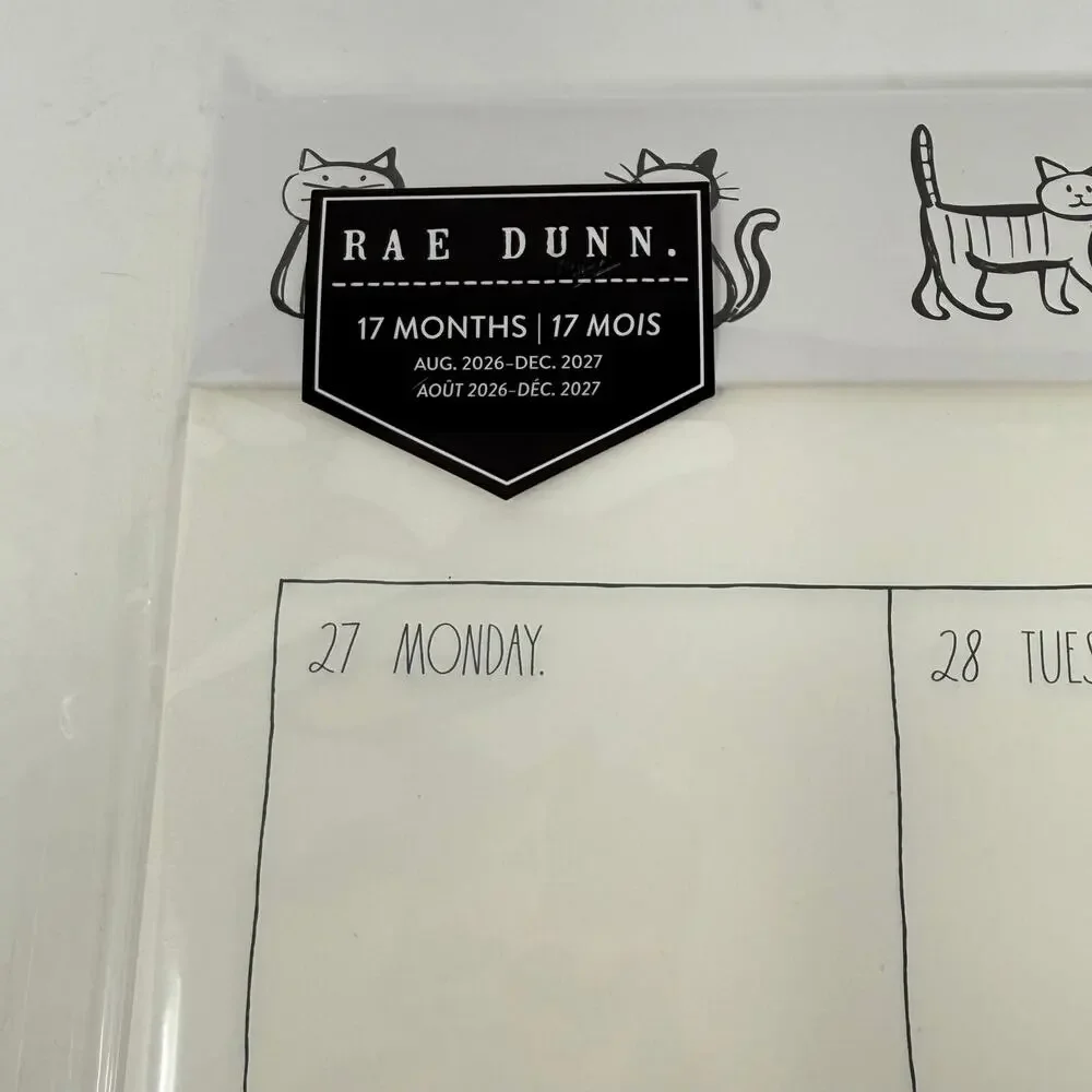 Rae Dunn My Week 17 Month Planner Aug 2026-Dec 2027 Cat Desk Weekly Organizer